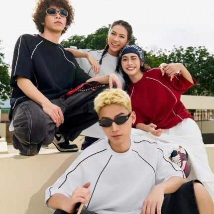 240g Contrast Trim Streetwear Drop Shoulder Crew Neck