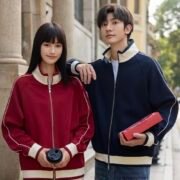 380g Retro Cotton Contrast Stand Collar Zip Jacket