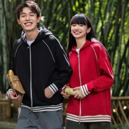 380g Retro Trendy Cotton Drop Shoulder Zip Jacket