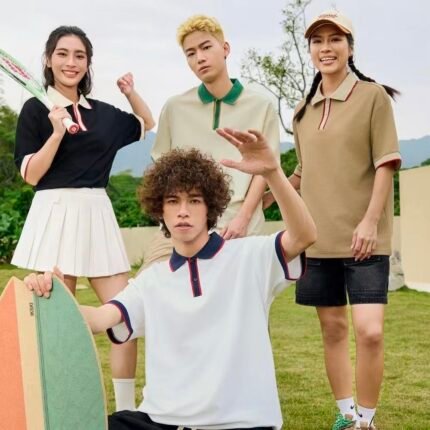 Loose Piqué Trendy Color Block Polo