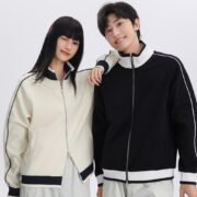 380g Retro Cotton Contrast Stand Collar Zip Jacket – Bild 4
