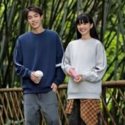 380g Retro Cotton Patchwork Drop Shoulder Crew Neck