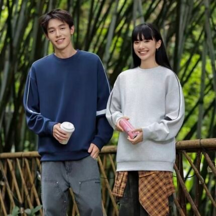 380g Retro Cotton Patchwork Drop Shoulder Crew Neck