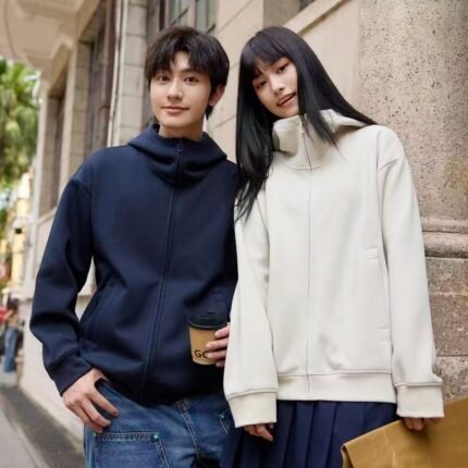 400g Liquid Cotton Hooded Zip-Up Streetwear Jacket