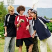 Color Block Trendy Casual Sports Drop Shoulder Crew Neck