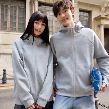 400g Five-Layer Interlock Liquid Cotton Streetwear Raglan Sleeve Zip-Up Jacket