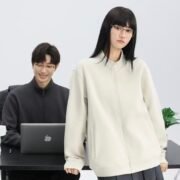 400g Liquid Cotton Stand Collar Zip-Up Jacket — изображение 4