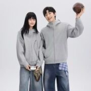 400g Liquid Cotton Hooded Zip-Up Streetwear Jacket - immagine 3