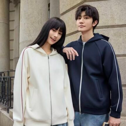 400g Liquid Cotton Drop Shoulder Zip Up Jacket