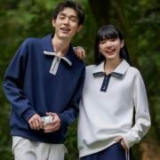 380g Retro Cotton Drop Shoulder Contrast Half-Zip Stand Collar