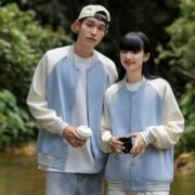 380g Retro Trendy Cotton Contrast Color Raglan Sleeve Baseball Jacket - 이미지 4