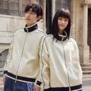 380g Retro Cotton Contrast Stand Collar Zip Jacket – Bild 2