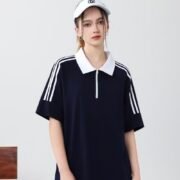 Streetwear Drop Shoulder 3-Stripe Zip Polo (200GSM) - Ảnh 2
