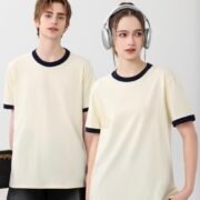 Collar & Cuffs Trendy Contrast Color Crew Neck T-Shirt (200GSM) - 이미지 3