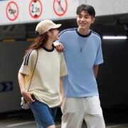 32S Double Yarn 3-Stripe Drop Shoulder Crew Neck T-shirt — изображение 2