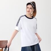 Drop Shoulder Streetwear 3-Stripe Crew Neck T-Shirt (200GSM) - immagine 3