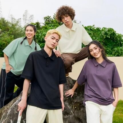 Solid Color Streetwear Drop Shoulder Casual Polo