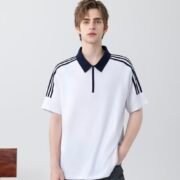 Streetwear Drop Shoulder 3-Stripe Zip Polo (200GSM)