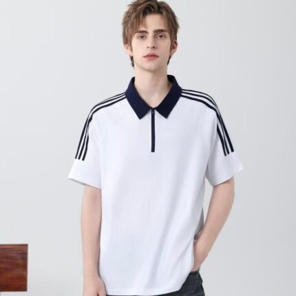 Streetwear Drop Shoulder 3-Stripe Zip Polo (200GSM)