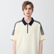 Streetwear Drop Shoulder 3-Stripe Zip Polo (200GSM) - Ảnh 3