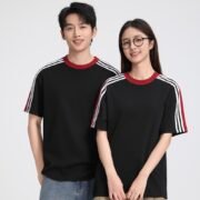 40S 220G Color Contrast Webbing Stripe Crew Neck T-shirt - Ảnh 2