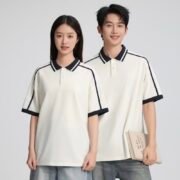 40S 220G Color Contrast Ribbon Collar Loose Trendy Casual Polo - Ảnh 3
