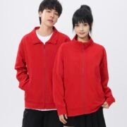 Open Front Stand Collar Zip Pixel Plaid Sweatshirt (260G)