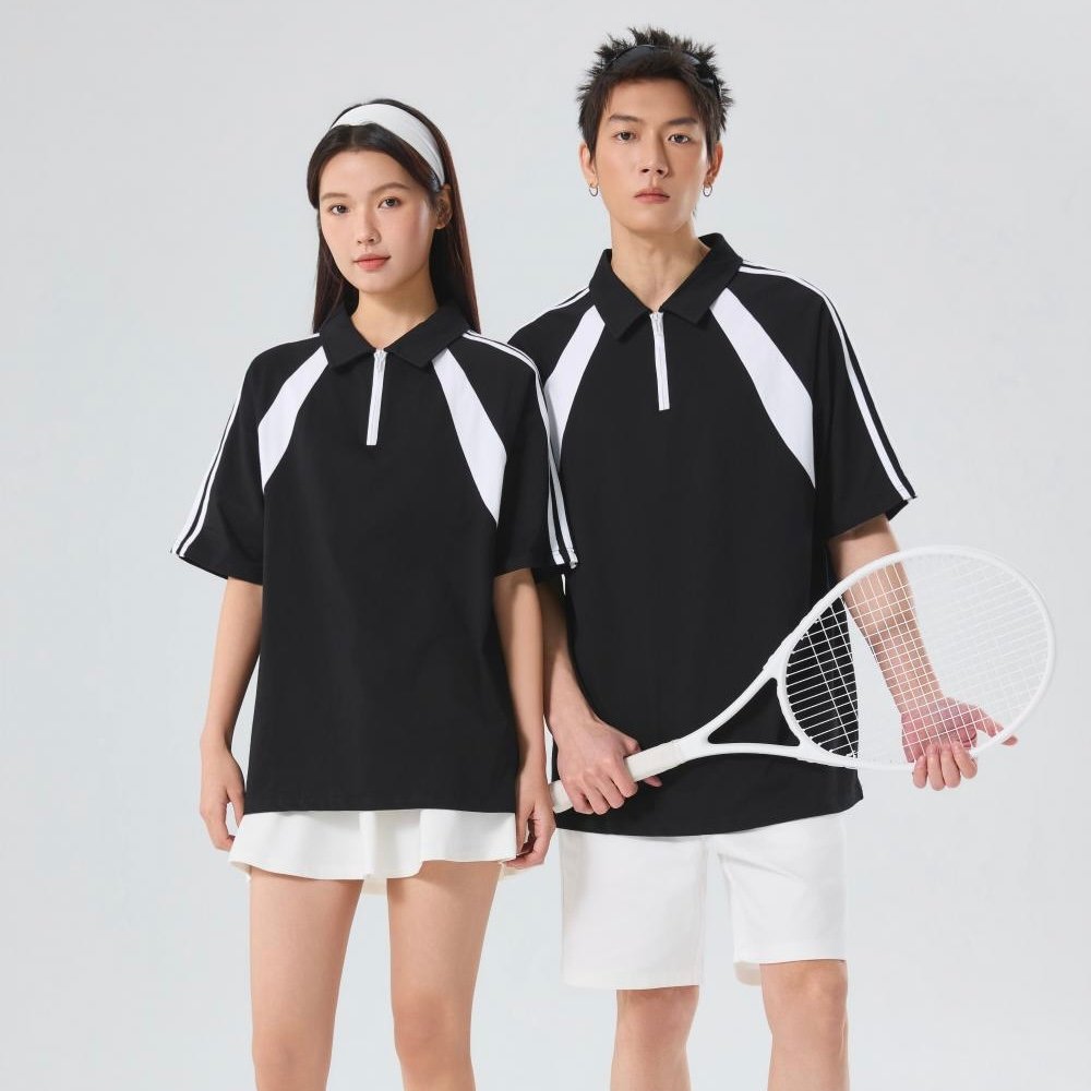 696360ff5416c0f48d9753c7d76c18b2 American Style 3-Stripe Half Zip Polo (200g Pure Cotton) - Ảnh 1