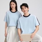 40S 220G Color Contrast Webbing Stripe Crew Neck T-shirt - Ảnh 3