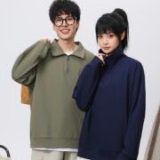 Half-Zip Pixel Check Lapel Sweatshirt (260G)