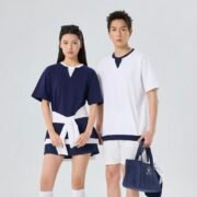 V-Neck Color Block Fake Two-Piece T-Shirt (200g Pure Cotton)