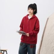Vintage Cotton Double Zip Hoodie (350G) - Ảnh 4