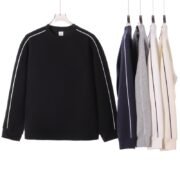 380g Heavyweight Ring-Spun Cotton Contrast Tipping Slight Drop Shoulder Crew Neck Sweatshirt